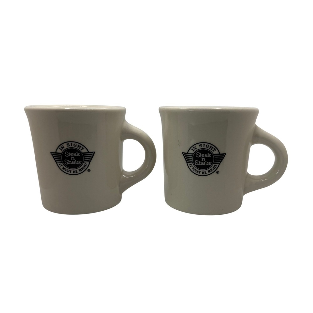 Steak n Shake Homer Laughlin Coffee Mugs Set of 2 Diner Restaurant Ware USA